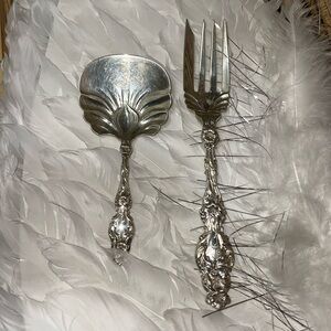 Antique Lily Pattern by Gorham Whiting Sterling Silver Nut Spoon and Salad Fork